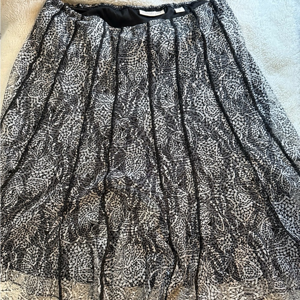 Coldwater Creek Black and White Patterned A-Line Skirt
